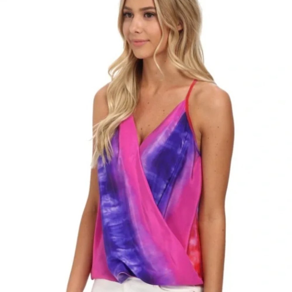 Amanda Uprichard Pink/Purple Tie-Dye Silk Tank